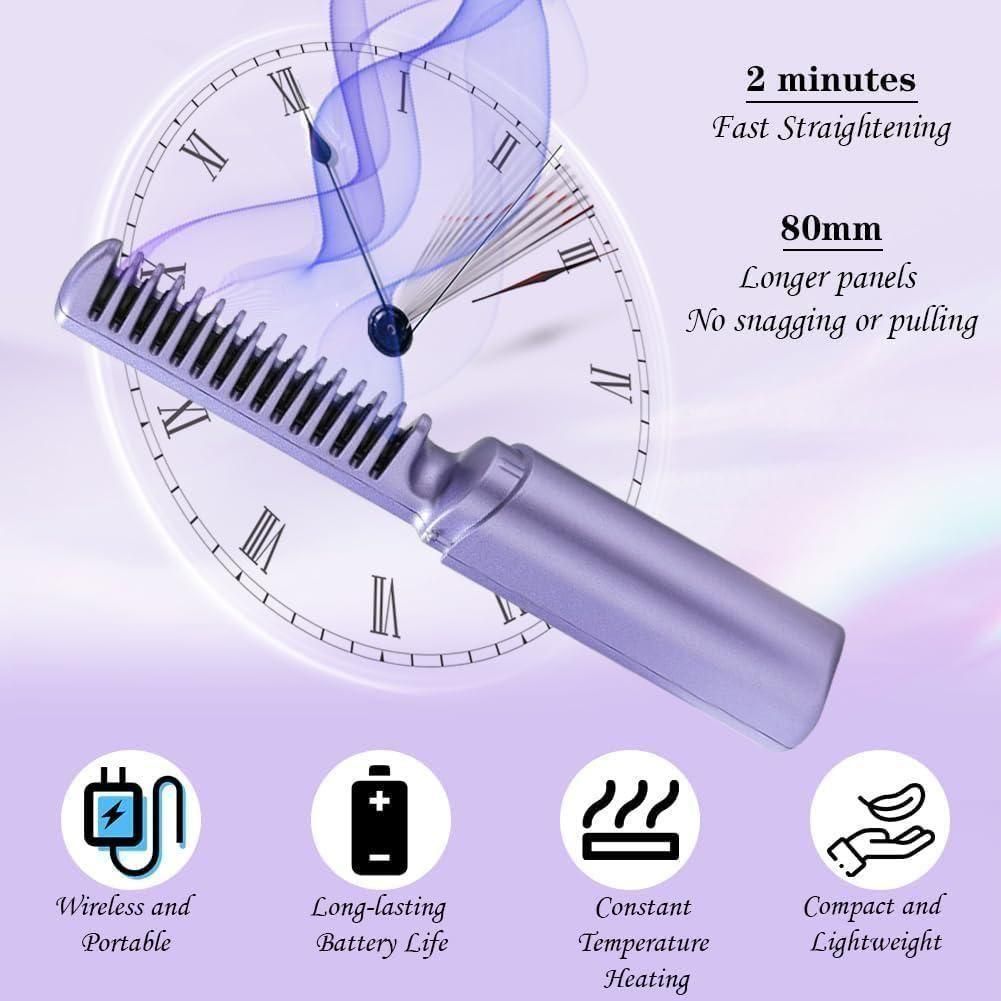 Portable Mini Hair Straightener (Cordless, Rechargeable, Adjustable)