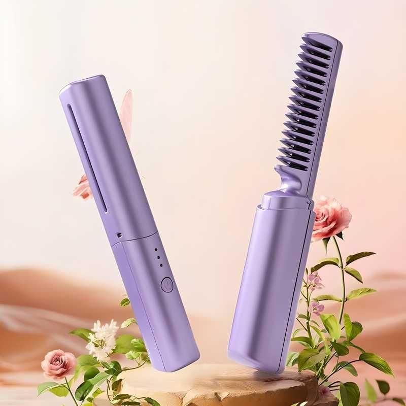 Portable Mini Hair Straightener (Cordless, Rechargeable, Adjustable)