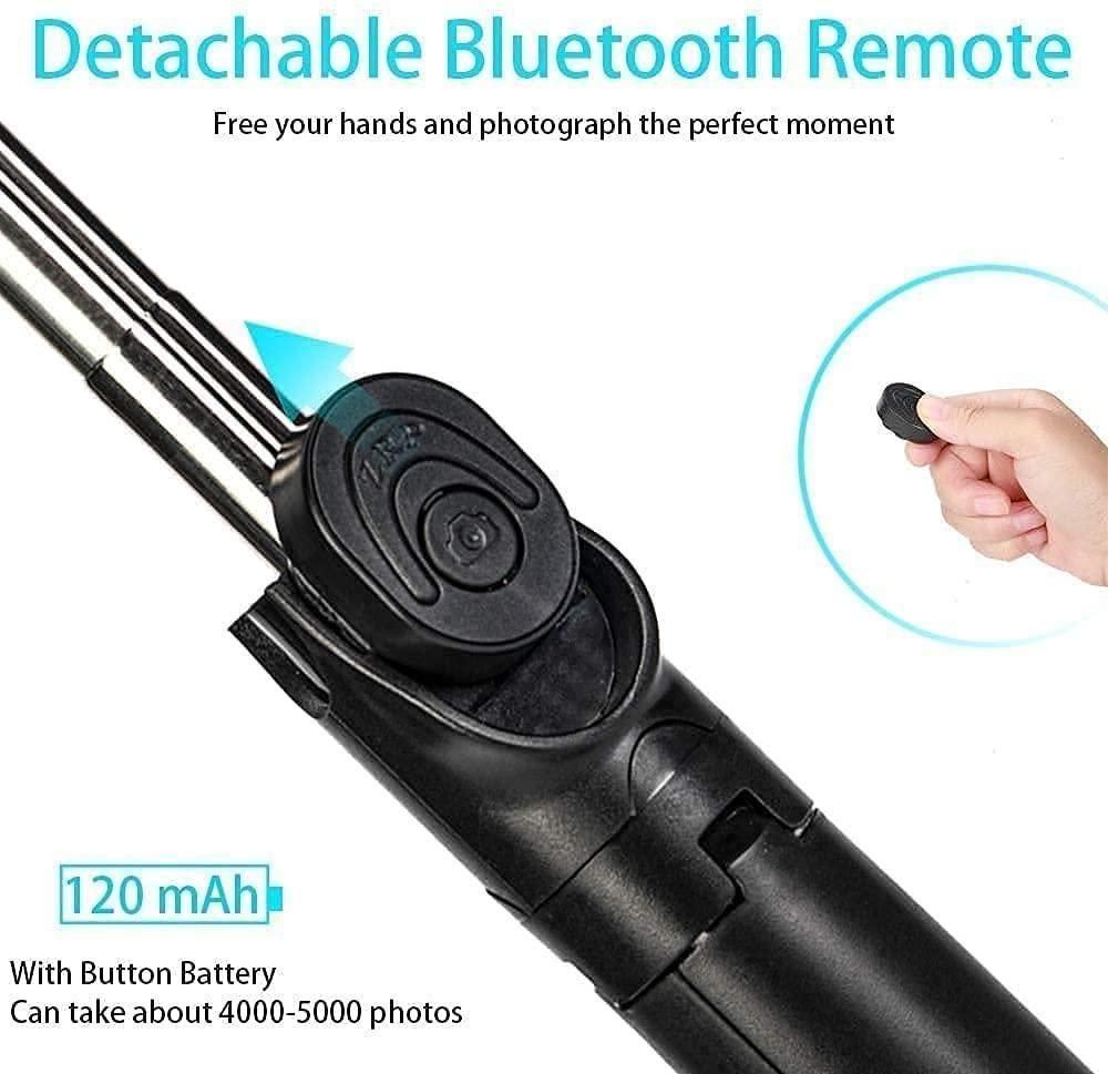 Selfie Stick Tripod with Flash & Bluetooth Remote