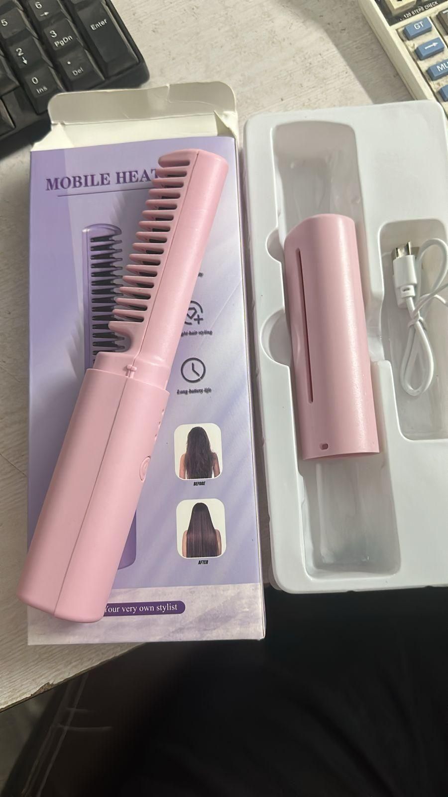 Portable Mini Hair Straightener (Cordless, Rechargeable, Adjustable)